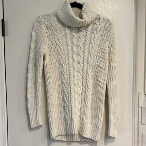 GAP Women's Cream Cable Knit Turtleneck Sweater